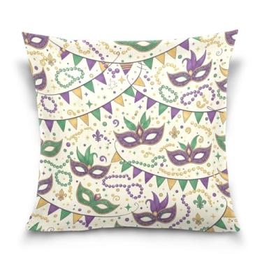 Imagem de ATTX Capas de almofada de máscara de carnaval 50 x 50 cm decorativas com zíper para sala de estar sofá-cama (388)