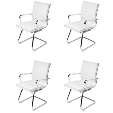 Imagem de Kit 4 Cadeiras Para Escritório Interlocutor Estofada em Sintético 3304 Or Design Branca