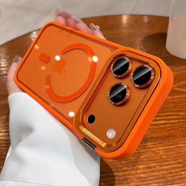 Imagem de Capa com suporte para câmera para iPhone 17 Pro Max Air, alça de pulso, película protetora para lente, compatível com iPhone 16, 15, 14 Plus, 11, 12 e 13 Pro Max, laranja escuro, para iPhone 16 Pro