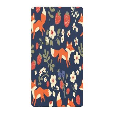 Imagem de Blueangle Lençol de berço padrão para berço infantil - Lençóis de algodão macio e respirável com raposas fofas (591)