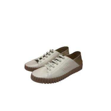 Imagem de Tênis OffWhite Detalhe Dourado Couro Macio-Feminino