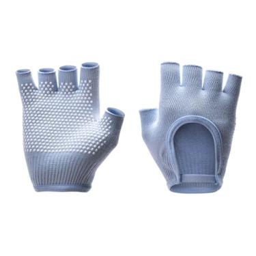 Imagem de Luvas de silicone para ioga para mulheres, antiderrapantes, sem dedos, luvas de pilates para academia, exercícios, musculação, tamanho único, serve para a maioria das mulheres e homens