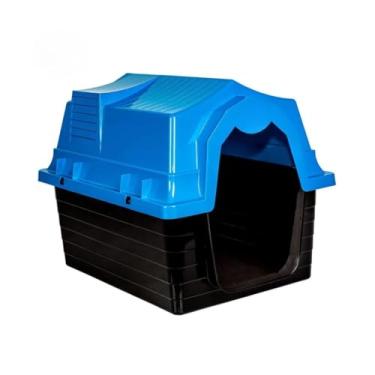 Imagem de Casinha para Cachorro N4 Plástica Resistente – Casa Pet Ventilada e Impermeável para Cães de Pequeno e Médio Porte(AZUL)
