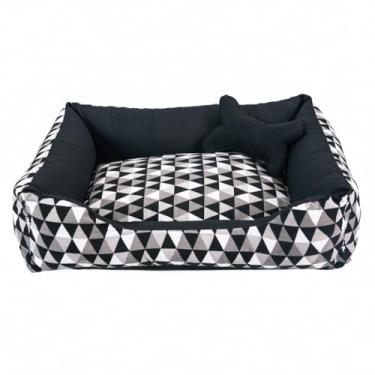 Imagem de CAMINHA PET 80 X 70 GG CAMA PARA CACHORRO ENCHIMENTO SILICONE COM ZIPER FUNDO IMPERMEAVEL(Geométrico Preto)