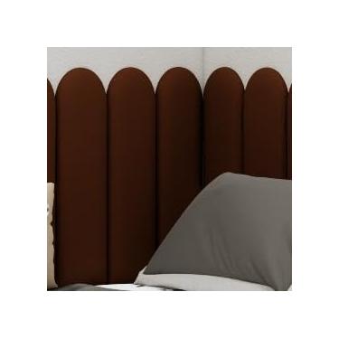 Imagem de Cabeceiras nuvem 60x20 auto colante cama Box Casal Queem King(MARROM CAFE,KIT 5 PEÇAS)
