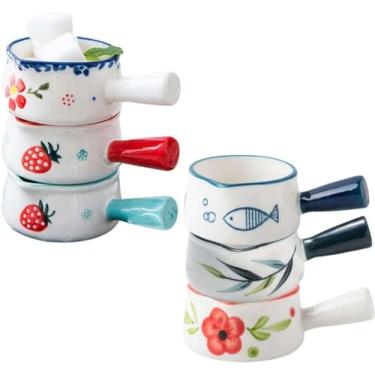 Imagem de GONGCI Conjunto de tigelas de cerâmica para sobremesa, tigelas de imersão de cerâmica, mini copo de leite de cerâmica, temperos, tigelas de molho - conjunto de 6