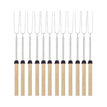 Imagem de Espetos De Churrasco Extensíveis Em Aço Inoxidável Com Cabo De Madeira