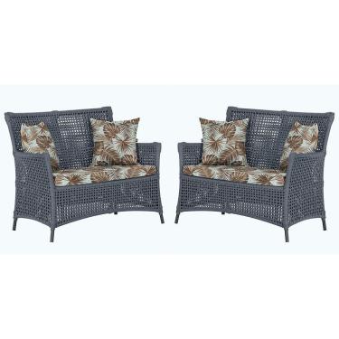 Imagem de 2 Sofás área Externa Igapó Alumínio Preta Corda Náutica E6 Prata