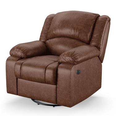 Imagem de Poltrona Do Papai Reclinável Melim Glider Giratória Usb Pu Marrom Brilho Fh1 - D'rossi