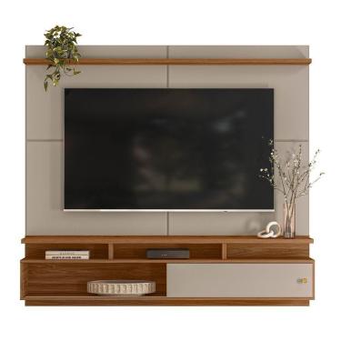 Imagem de Estante Painel Home Suspenso Para Tv 70" Morretes Grigio Fosco/amêndoa- Mabe Magazine