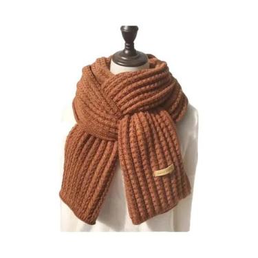 Imagem de Cachecol Longo De Tricô Chunky Unissex, Cachecol Quente De Cashmere Pa