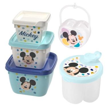 Imagem de Kit infantil conjunto 3 potes, porta leite em pó e porta chupeta Micke