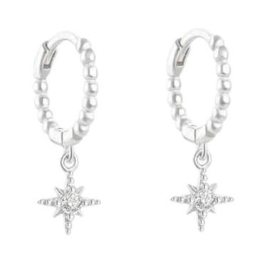 Imagem de Brincos De Argola Femininos Em Aço Inoxidável Com Zircônia Cúbica E Pi
