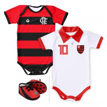 Imagem de Kit 2 Bodys Bebê Flamengo + 1 Chuteira Torcida Baby-Masculino