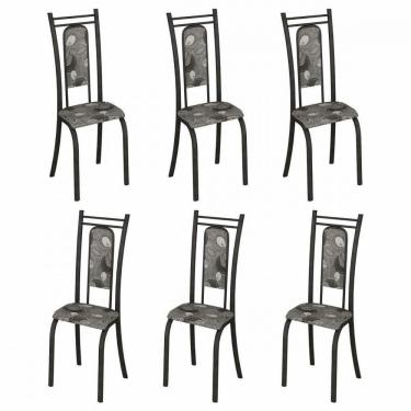 Imagem de Conjunto Com 6 Cadeiras Paris Martelado Grafite Teixeira Grafite