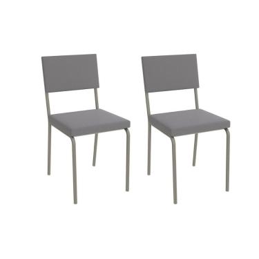 Imagem de Cadeira Sala De Jantar Zaria 2c128 Aço Kit 2 Uni Niquel-cinza A050 Suede Veludo