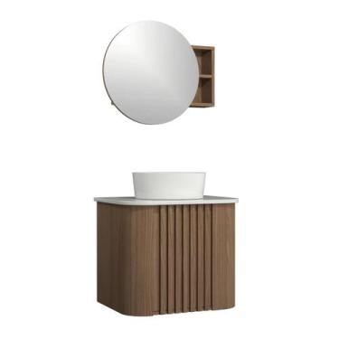 Imagem de Conjunto Gabinete Suspenso para Banheiro Luna 1P 60cm - Venturi, Jequi