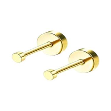 Imagem de Brincos De Tarraxa Plana Banhados a Ouro 14K Para Mulheres, Hipoalergê