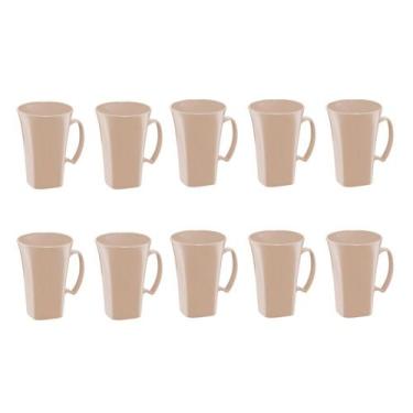 Imagem de Caneca Bege Nude Cappuccino 400ml Plastico BPA Free Jogo 10un - UZ