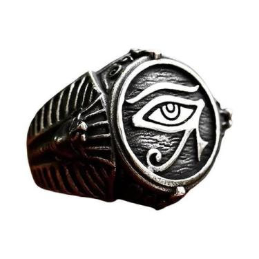 Imagem de Anel Masculino Punk Olho De Hórus Em Aço Inoxidável 316L Joia Com Símb