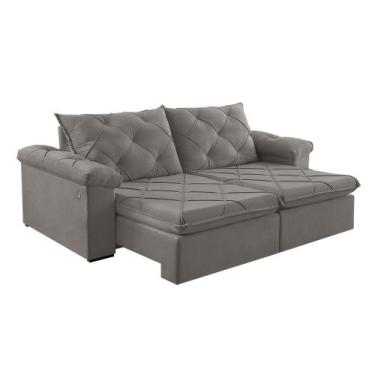 Imagem de Sofá Retrátil e Reclinável Corniso 2,54M Veludo - Blossom Casa, Cinza 
