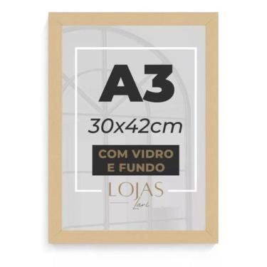 Imagem de kit 2 Quadro Moldura A3 30x42 Com Vidro Poster Certificado - Madeira c
