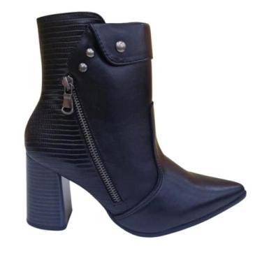 Imagem de Bota Feminina Ramarim Bico Fino com Zíper Lateral 25-58131, Preto, 37