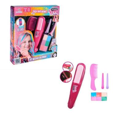 Imagem de Kit beleza make infantil mechas coloridas - polibrinq