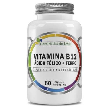 Imagem de Ácido Fólico, Vitamina B12 + Ferro 60cps - Flora Nativa do Brasil, Sem
