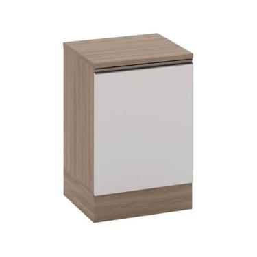 Imagem de Balcão com Tampo 58 cm 1 Porta Etna Poliman Móveis, Carvalho Oak e Off