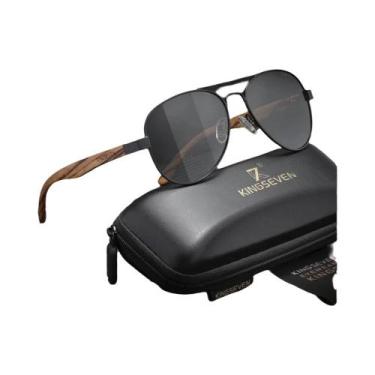 Imagem de Óculos De Sol Polarizados Masculinos KINGSEVEN Em Madeira De Zebra Nat