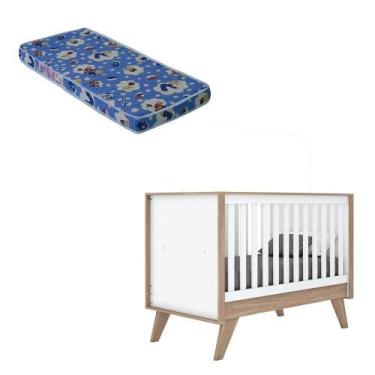 Imagem de Berço Americano Confete Branco Brilho Jequitibá Hp Com Colchão Ortobom