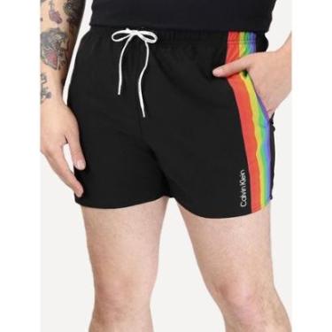 Imagem de Short Calvin Klein Swimwear Masculino D'Água Pride Colors Preto-Masculino