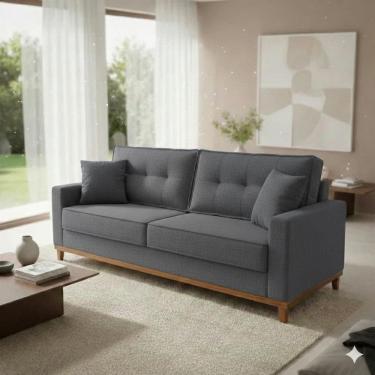 Imagem de Sofá 3 Lugares Base de Madeira Linho 2,10m Vitória