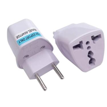 Imagem de Adaptador de Tomada Universal Bivolt 110V/220V Padrão Europeu/UK para Brasil 10A 250V Plástico ABS Branco 1 Unidade 3,5cmx3,5cmx6,3cm
