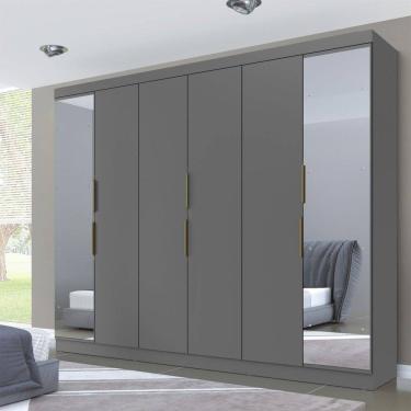 Imagem de Guarda-Roupa Casal 12k 6 Portas 4 Gavetas com Espelho Onix - Maxel