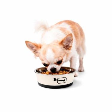 Imagem de Tigela para Ração Aço Inox P - ZUKAPETS, Branco