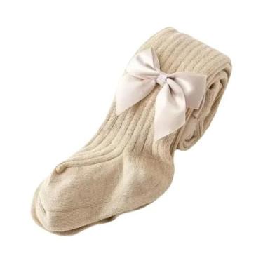 Imagem de Meia-Calça Infantil de Algodão com Laço - Cintura Alta para Bebês e Me