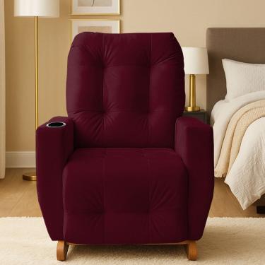 Imagem de Poltrona de Amamentação Balanço Suede Antonella Puff Bordo