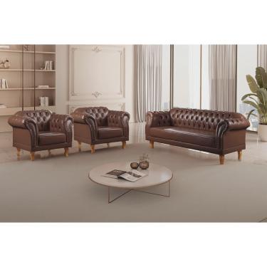 Imagem de Conjunto 1 Sofá e 2 Poltronas Chesterfield Duque