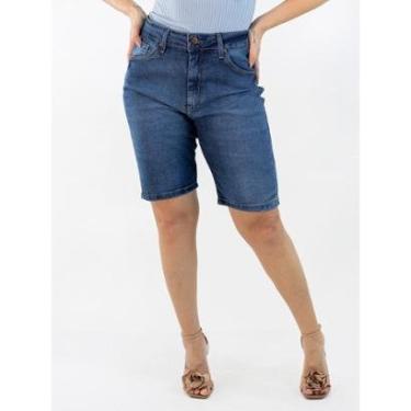 Imagem de Bermuda Feminina Plus Size Alta Ciclista Jeans Elastano Anticorpus-Feminino