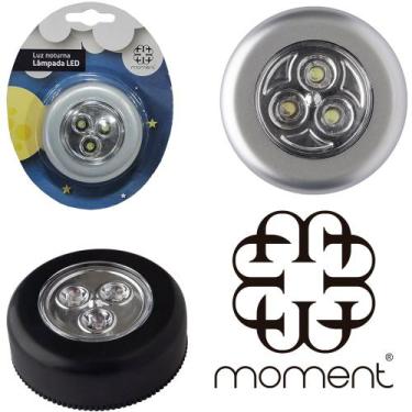 Imagem de Luminaria de toque redonda autoadesiva com 3 leds a pilha 6,6cm de ø n