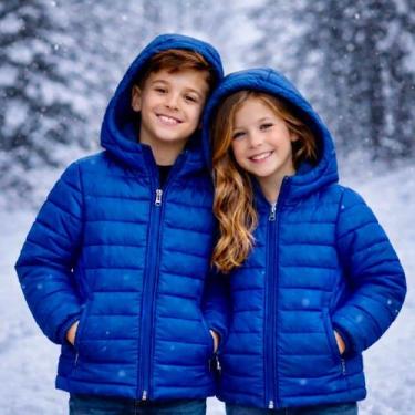Imagem de Jaqueta Infantil Unissex Bobojaco Puffer Peluciada Com Capuz Removível