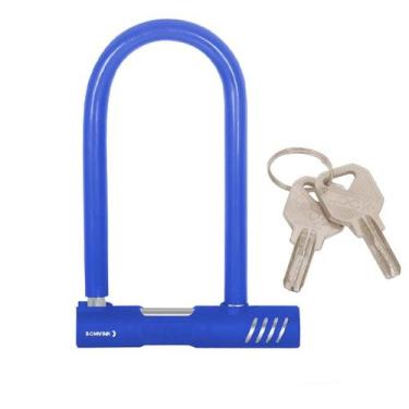 Imagem de Cadeado tranca U antifurto para bicicleta moto bike Cor:Azul - BOMVIK,