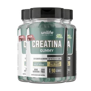Imagem de Kit 3 Creatina Gummy Unilife Maça Verde 90 Gomas