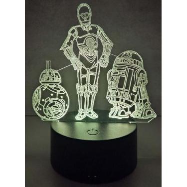 Imagem de Luminária mesa Led RGB Star Wars Droids controle remoto Cor:Droids - C