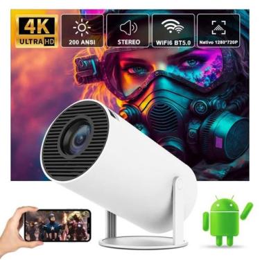 Imagem de Mini projetores HY300 Branco 110V/220V 4K - Conecta Celular - Entrega 