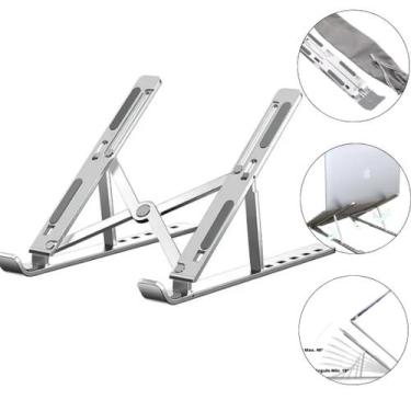 Imagem de Base Suporte Alumínio Portátil Mesa Para Notebook Cor Prateado