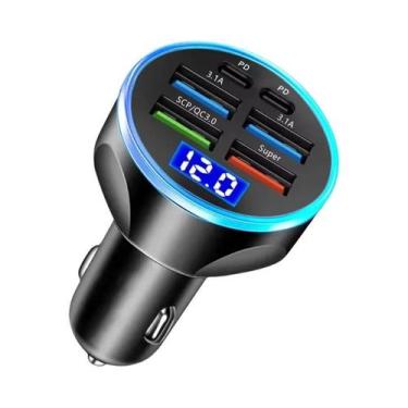 Imagem de Carregador De Carro 6 Portas 250W PD QC3.0 Com Carregamento Rápido E D