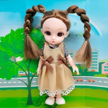 Imagem de Mini Boneca Gina Happy Everyday com Vestido Fashion Bege 15cm T048 - B